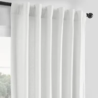 Half Price Drapes Crisp White French Linen Room Darkening Curtain