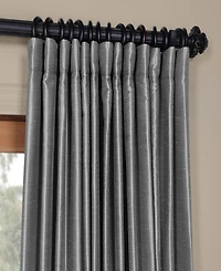 Half Price Drapes Silver Extra Wide Vintage Textured Faux Dupioni Silk Blackout Curtain