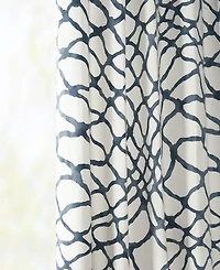 Half Price Drapes Ellis Blue Abstract Printed Cotton Room Darkening Curtain