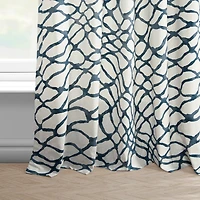 Half Price Drapes Ellis Blue Abstract Printed Cotton Room Darkening Curtain