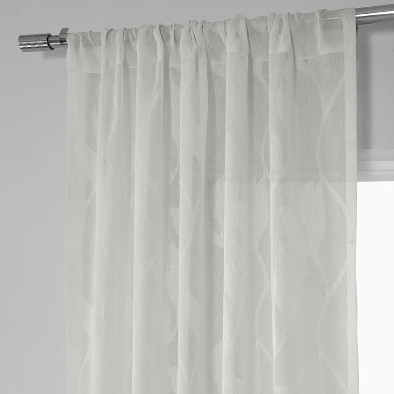 Half Price Drapes Avignon Vine Floral Patterned Faux Linen Sheer Curtain