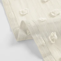Half Price Drapes Strasbourg Dot Cream Geometric Patterned Faux Linen Sheer Curtain