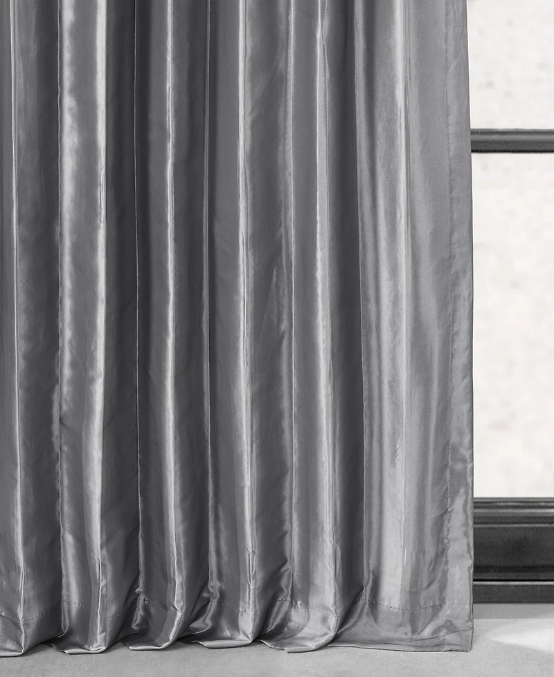 Half Price Drapes Platinum Faux Silk Taffeta Blackout Curtain