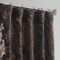 Half Price Drapes Magdelena Black & Copper Damask Faux Silk Jacquard Room Darkening Curtain