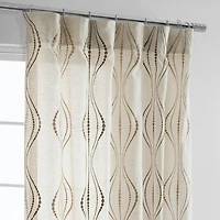 Half Price Drapes Suez Bronze Embroidered Striped Patterned Faux Linen Sheer Curtain