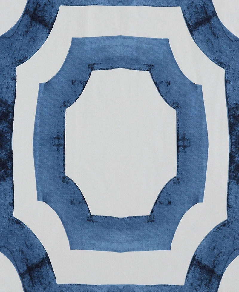 Half Price Drapes Mecca Blue Geometric Printed Cotton Room Darkening Curtain