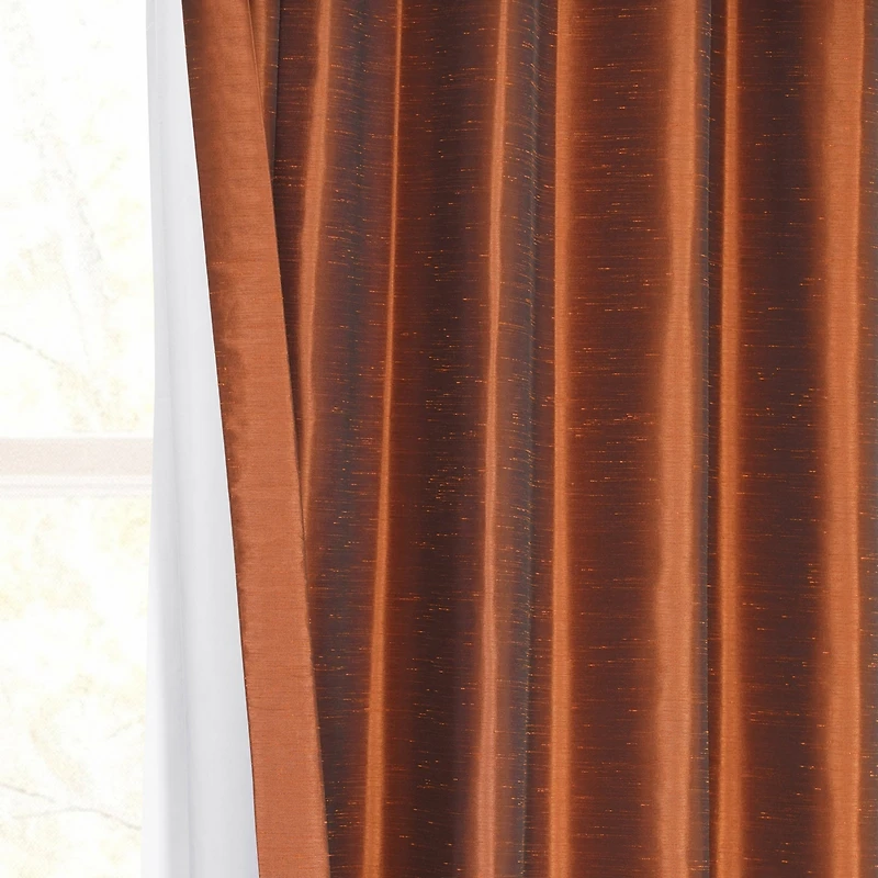 Half Price Drapes Mist Greige Vintage Textured Faux Dupioni Silk Curtain