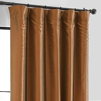 Half Price Drapes Copper Kettle Vintage Textured Faux Dupioni Silk Blackout Curtain