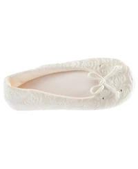 Isotoner Women's Satin with Rhinestones Ballerina Slipper, Online Only