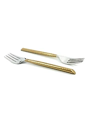 Dinner Golden Cut Hammered Forks - Set of 6