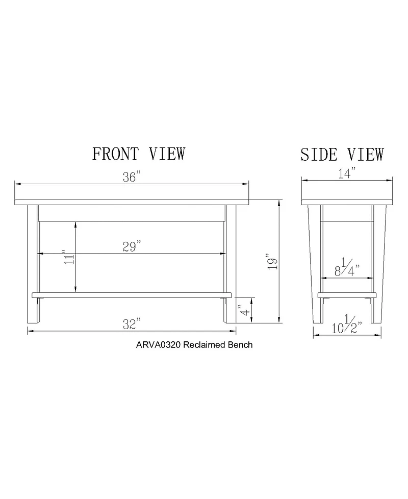 Alaterre Furniture Revive Wall Coat Hook with Bench Set