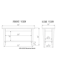 Alaterre Furniture Revive Wall Coat Hook with Bench Set