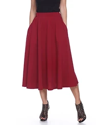 White Mark Flared Midi Skirt with Pockets