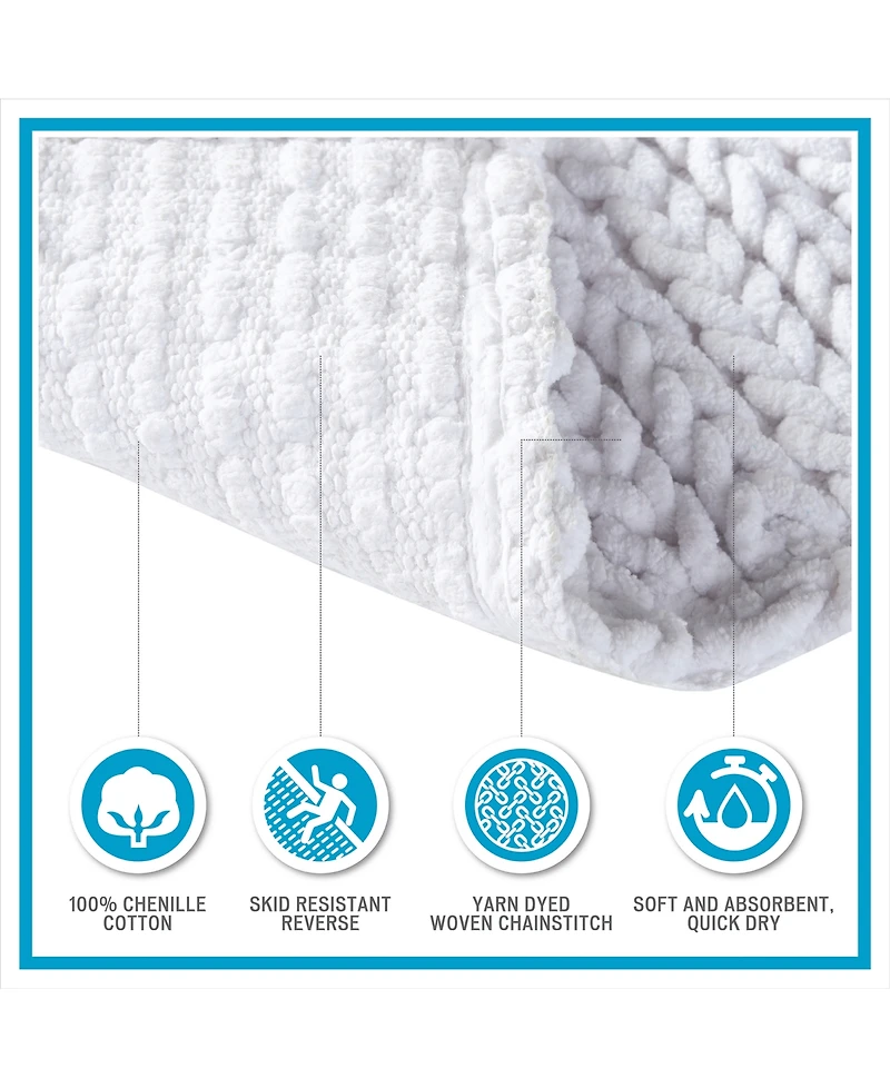 Madison Park Lasso Yarn-Dyed Cotton Chenille Bath Rug