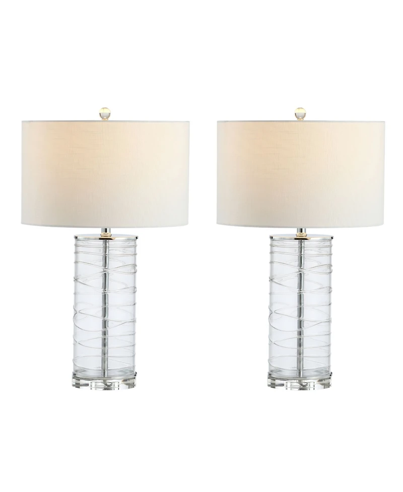 Jonathan Y Cole 27.5" Modern Fused Glass Cylinder Led Table Lamp - Set of 2