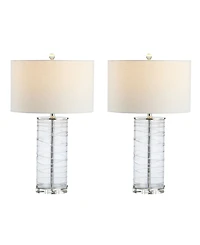 Jonathan Y Cole 27.5" Modern Fused Glass Cylinder Led Table Lamp - Set of 2