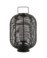 Jonathan Y Kandella 26.7" Outdoor Woven Oval Asian Led Lantern