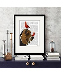 Courtside Market Basset Hound and Birds 16" x 20" Framed and Matted Art