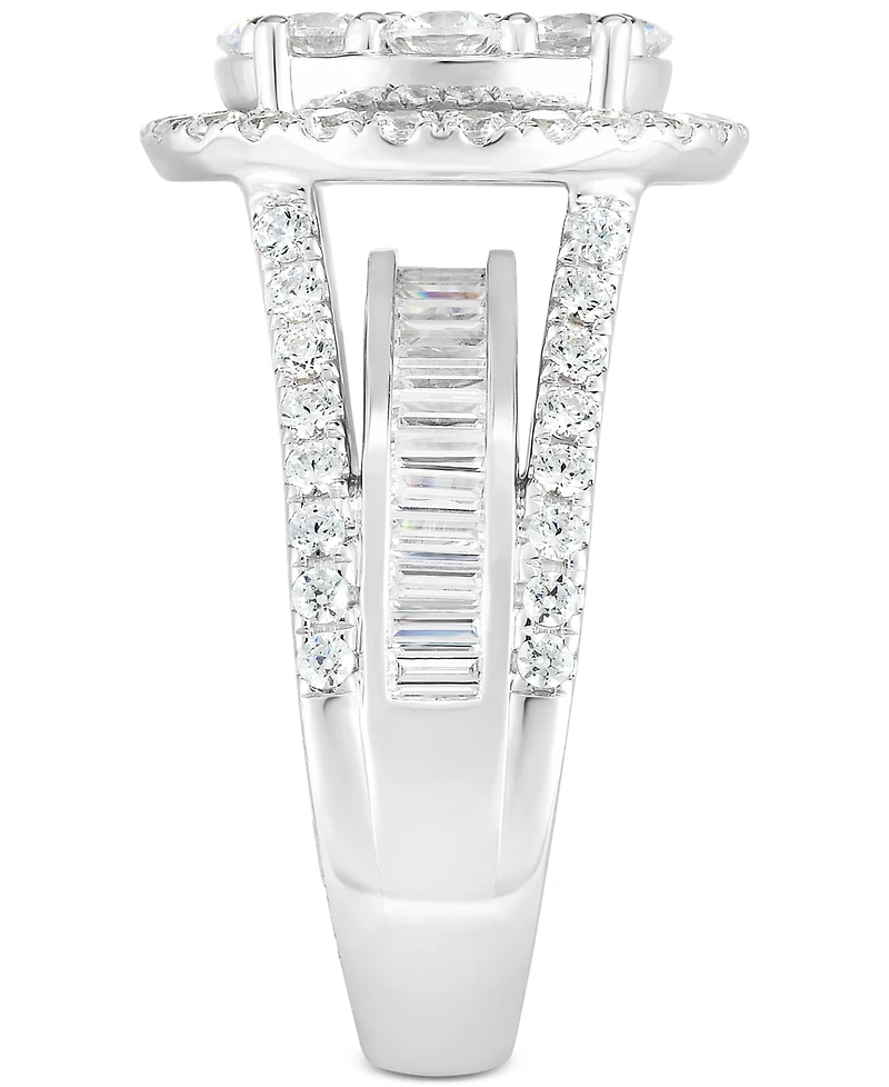 TruMiracle Diamond Halo Cluster Engagement Ring (3 ct. t.w.) in 10k White Gold