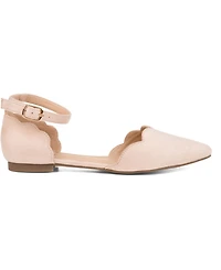 Journee Collection Women's Lana Scalloped Edge Ankle Strap Flats