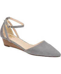 Journee Collection Women's Arkie Pointed Toe Ankle Strap Wedges
