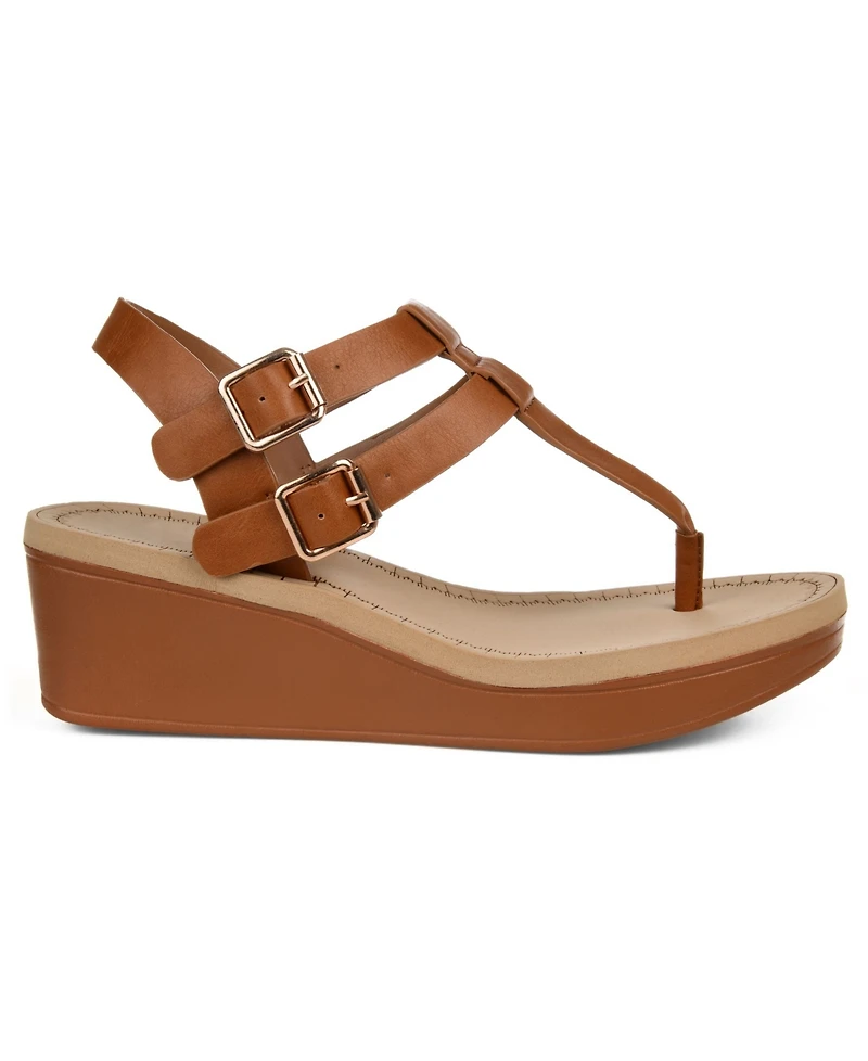 Journee Collection Women's Bianca Double Buckle Platform Wedge Sandals