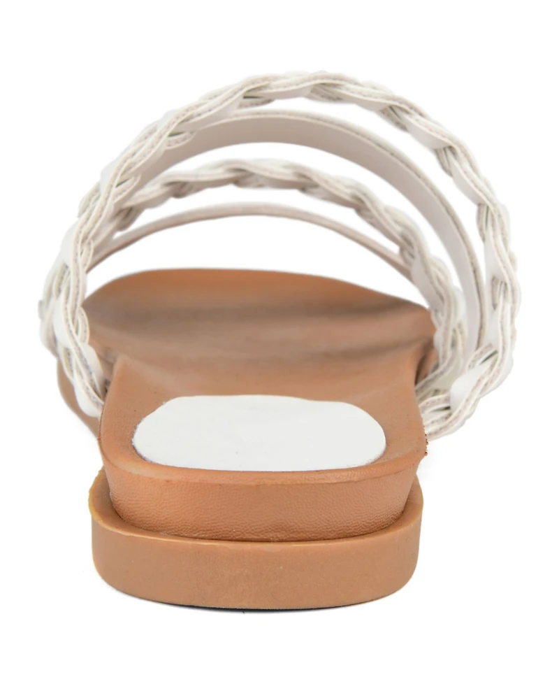 Journee Collection Women's Colette Braided Strappy Open Toe Flat Sandals