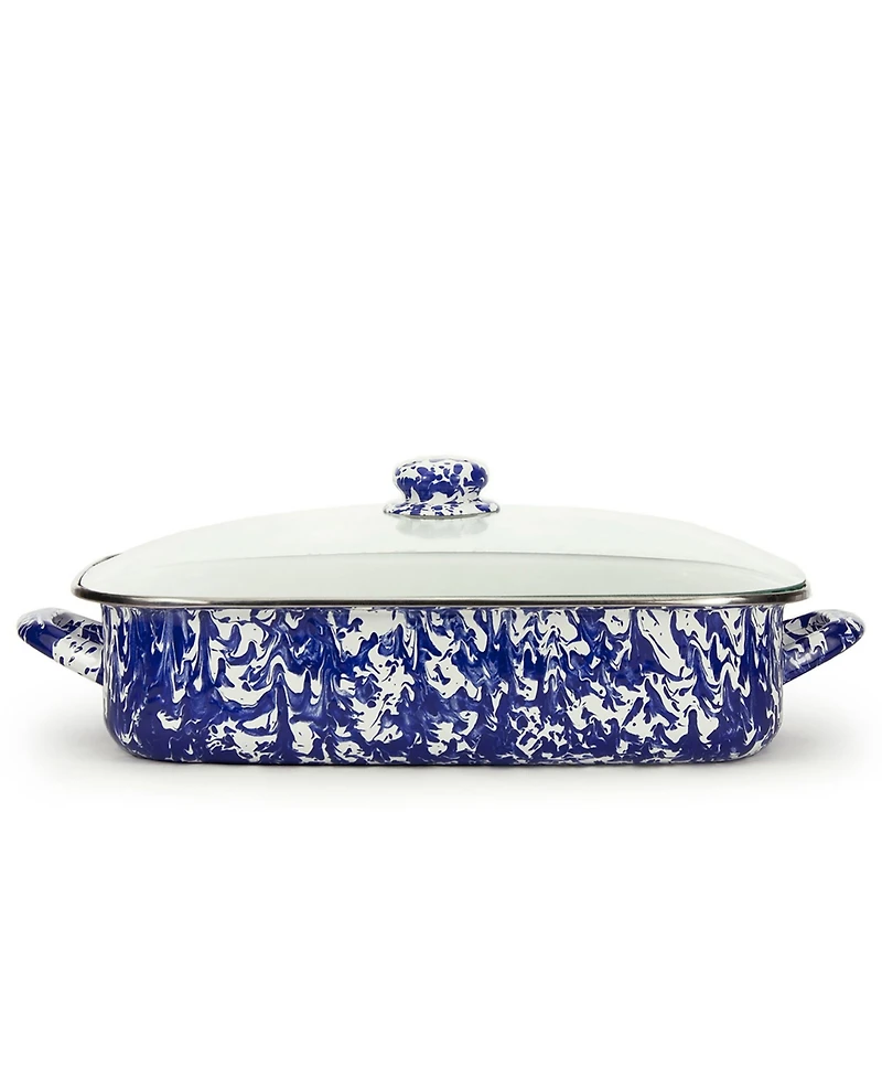 Golden Rabbit Cobalt Swirl Enamelware Collection 10.5 Quart Roasting Pan