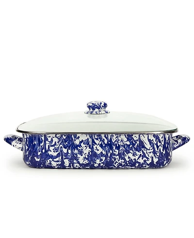 Golden Rabbit Cobalt Swirl Enamelware Collection 10.5 Quart Roasting Pan