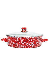 Golden Rabbit Red Swirl Enamelware Collection 5 Quart Saute Pan