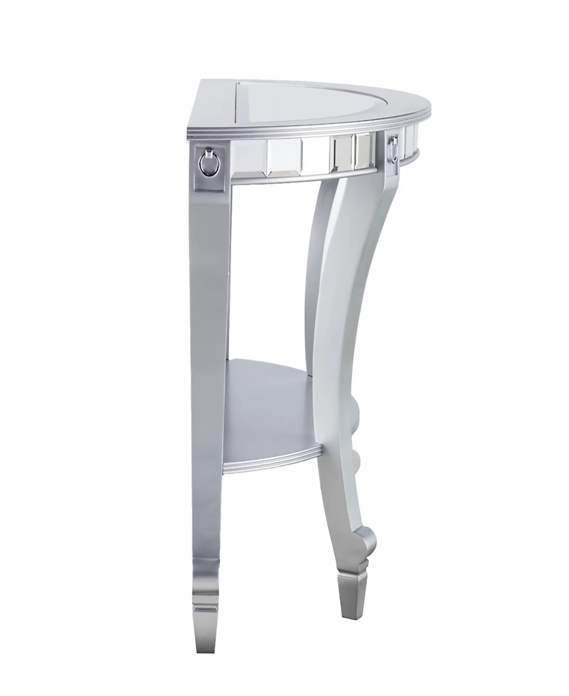 Pennsbury Glam Mirrored Demilune Console Table