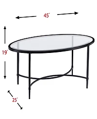 Carabella Metal and Glass Oval Cocktail Table