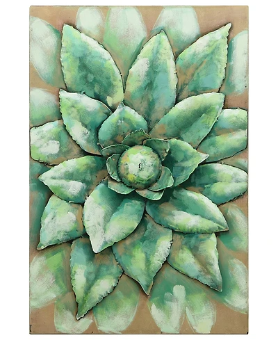 Empire Art Direct 'Succulent 2' Mixed Media Iron Hand Painted Dimensional Wall Sculpture - 24" x 16"
