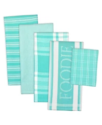 Assorted Foodie Dishtowel and Dishcloth, Set of 5
