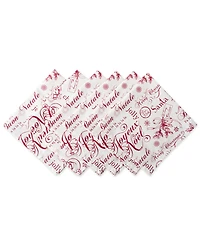 Vintage Christmas Print Napkin, Set of 6