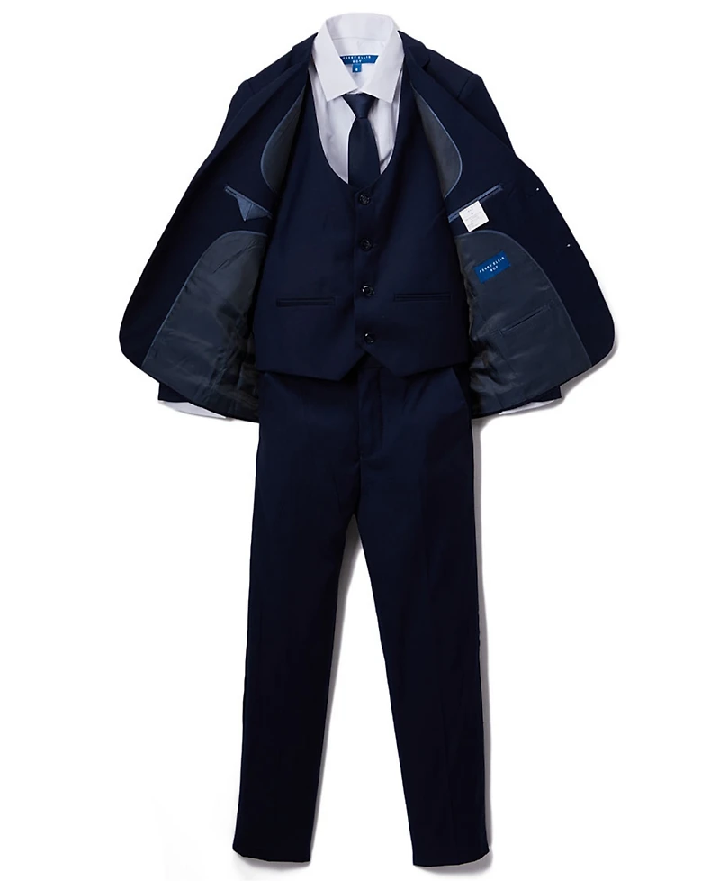 Perry Ellis Toddler Boy's 5-Piece Shirt, Tie, Jacket, Vest and Pants Solid Suit Set