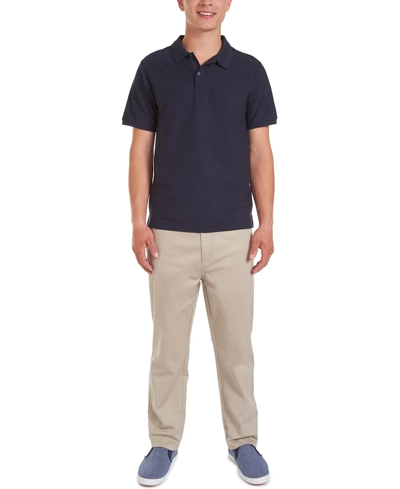 Nautica Young Men Uniform Short Sleeve Double Pique Polo