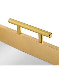 Kate and Laurel Lipton Decorative Wood Tray with Metal Handles - 16.5" x 12.25"