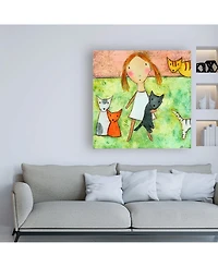 Carla Sonheim Girl with Cats Canvas Art - 15.5" x 21"