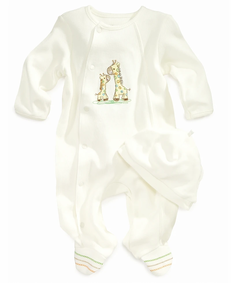 Little Me Baby Boys or Girls Giraffe Coverall with Hat, 2 Piece Set