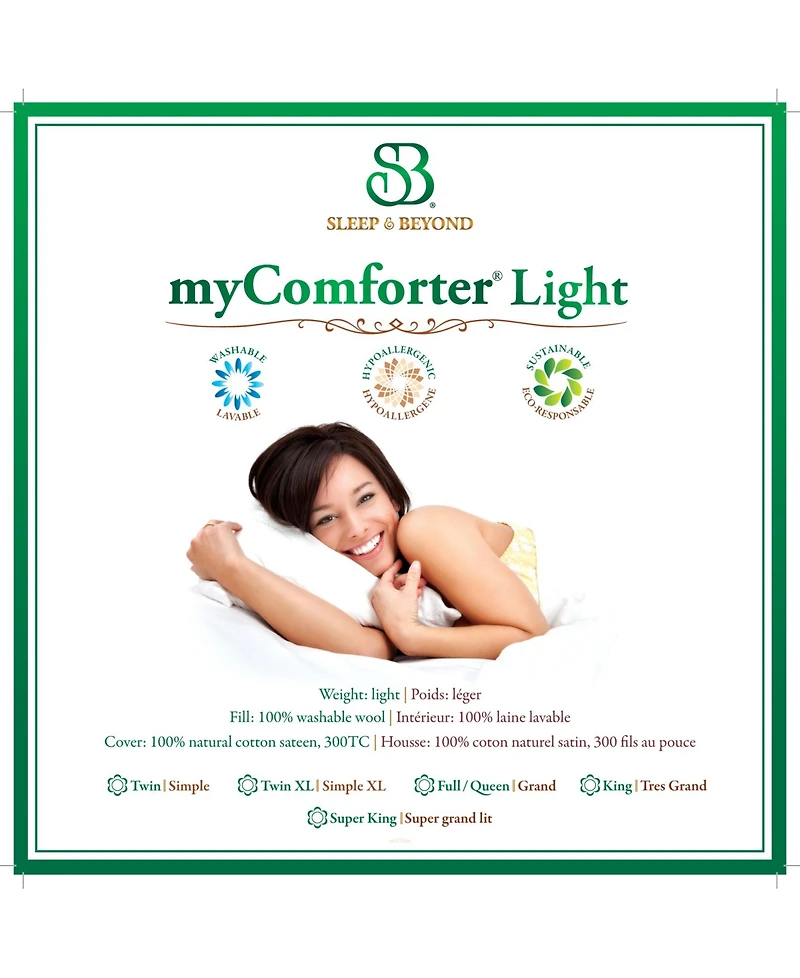 Sleep & Beyond Mycomforter Light Washable Wool Comforter