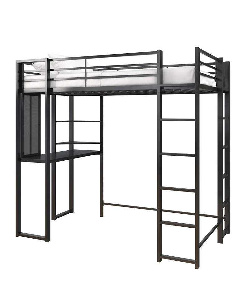 EveryRoom Alix Twin Metal Loft Bed with Desk