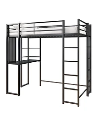 EveryRoom Alix Twin Metal Loft Bed with Desk