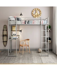 EveryRoom Alix Twin Metal Loft Bed with Desk