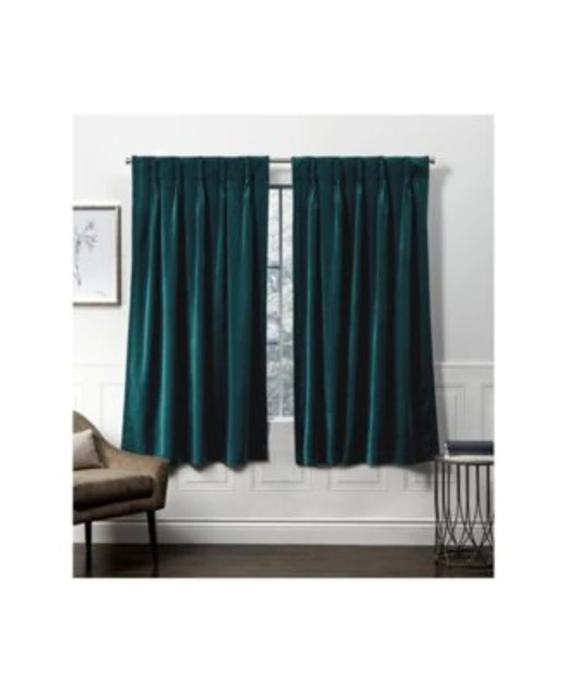 Exclusive Home Curtains Velvet Heavyweight Pinch Pleat Curtain Panel Pair