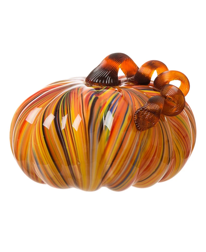 Glitzhome Striped Glass Large Pumpkin