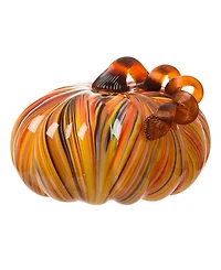 Glitzhome Striped Glass Large Pumpkin