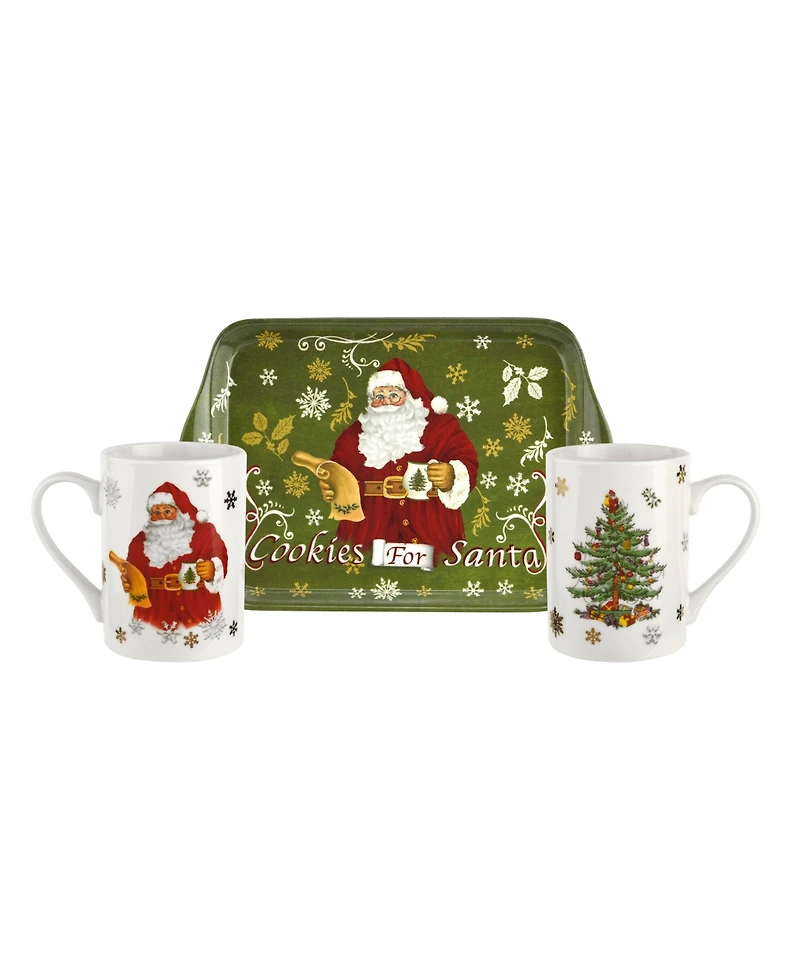 Spode Christmas Tree "Cookies for Santa" Mug and Tray Set