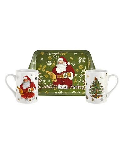 Spode Christmas Tree "Cookies for Santa" Mug and Tray Set