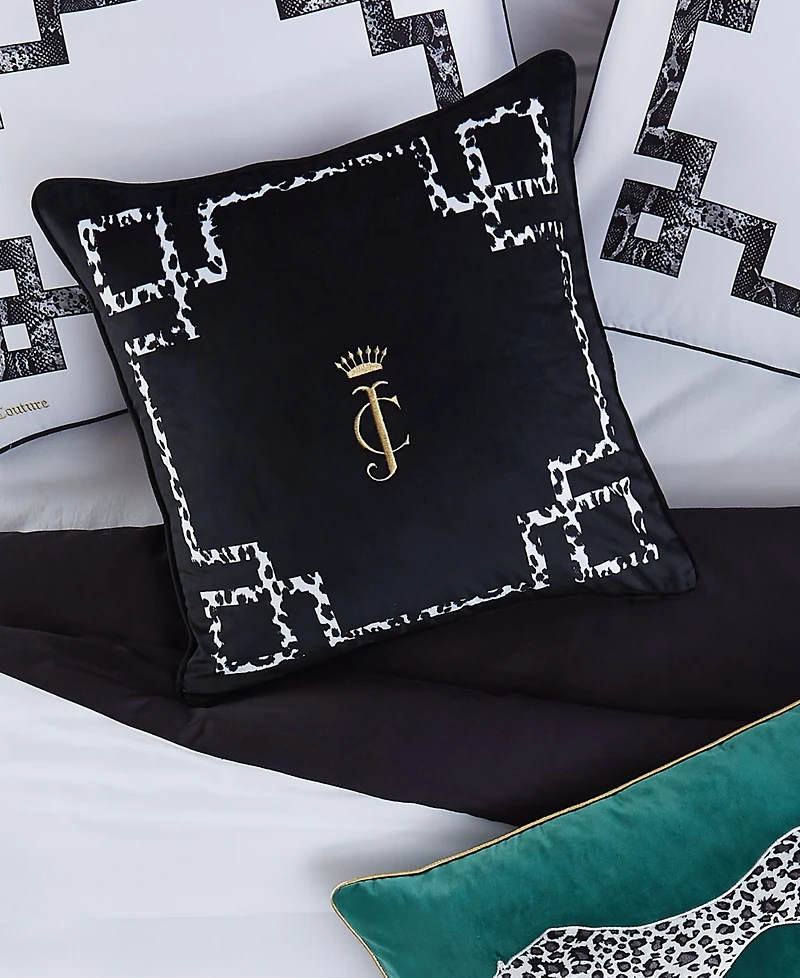 Juicy Couture Lattice Embroidered Velvet Decorative Pillow, 20" x